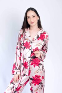 Set manga larga en seda Red Dahlia